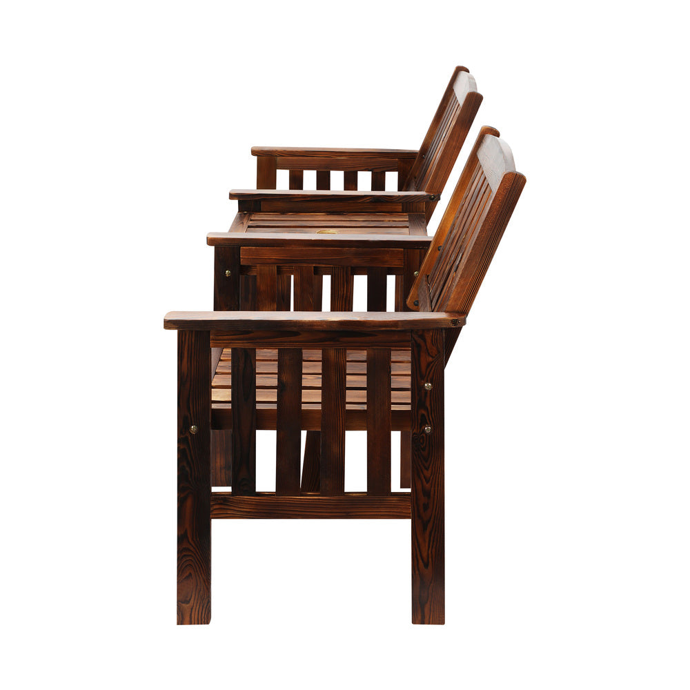 Livsip Outdoor Wooden Chair Garden Bench 2 Seat &amp; Table Loveseat Patio Furniture-Outdoor Benches-PEROZ Accessories