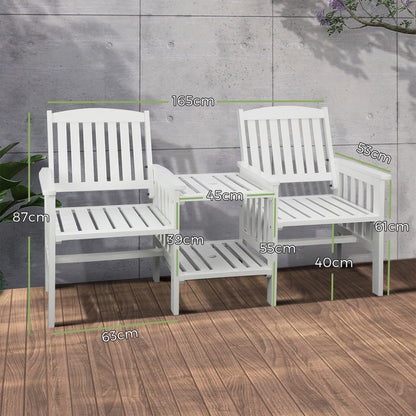 Livsip Wooden Garden Bench 2 Seat Chair &amp; Table Outdoor Park Patio Furniture-Outdoor Benches-PEROZ Accessories