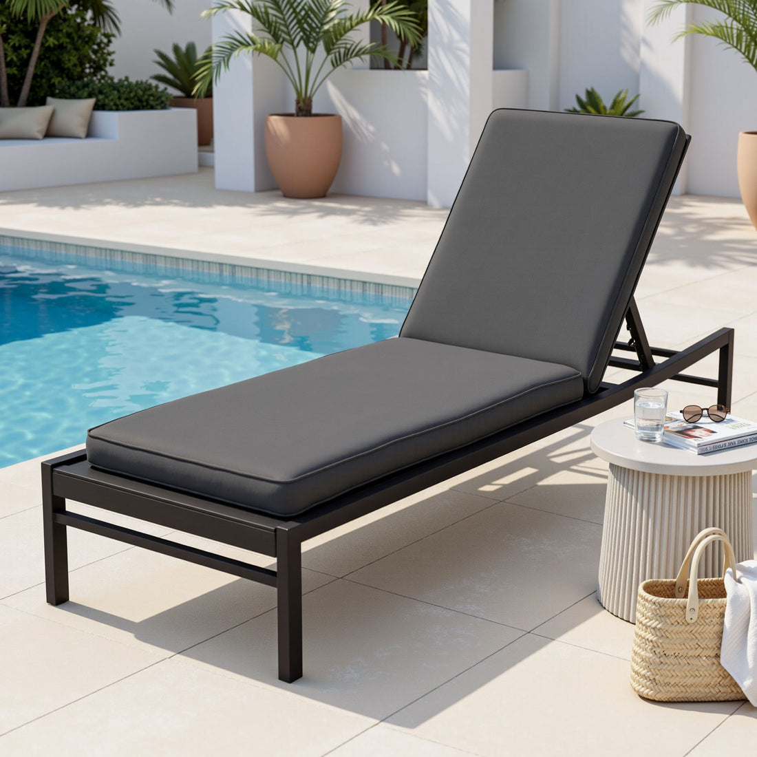 Gardeon Outdoor Chaise Lounge Cushion Lounge Chair Pad Sunbed Mattress Grey-Home &amp; Garden > Decor > Cushions &amp; Throws-PEROZ Accessories