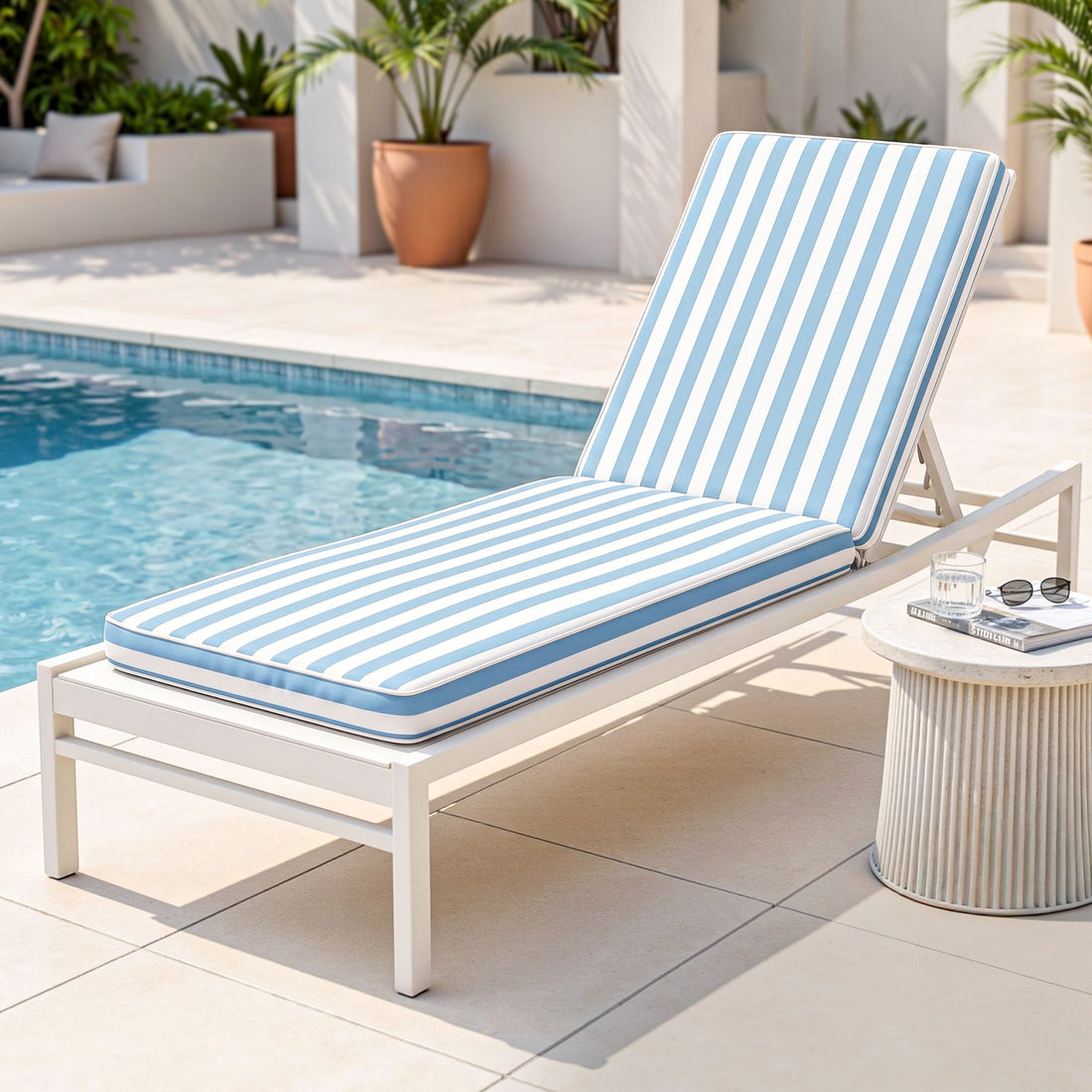 Gardeon Outdoor Chaise Lounge Cushion Lounge Chair Pad Sunbed Mattress Blue-Home &amp; Garden > Decor > Cushions &amp; Throws-PEROZ Accessories