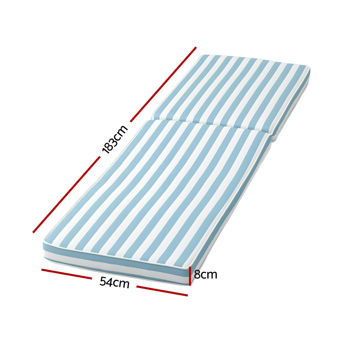 Gardeon Outdoor Chaise Lounge Cushion Lounge Chair Pad Sunbed Mattress Blue-Home &amp; Garden > Decor > Cushions &amp; Throws-PEROZ Accessories