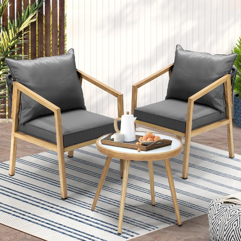 Livsip Outdoor Bistro Set Dining Chairs Table Patio Furniture Setting 3 Piece-Outdoor Patio Sets-PEROZ Accessories