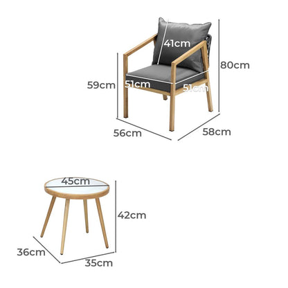 Livsip Outdoor Bistro Set Dining Chairs Table Patio Furniture Setting 3 Piece-Outdoor Patio Sets-PEROZ Accessories