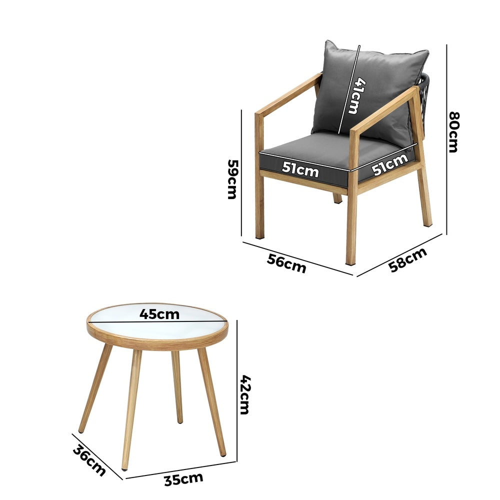 Livsip Outdoor Bistro Set Dining Chairs Table Patio Furniture Setting 3 Piece-Outdoor Patio Sets-PEROZ Accessories