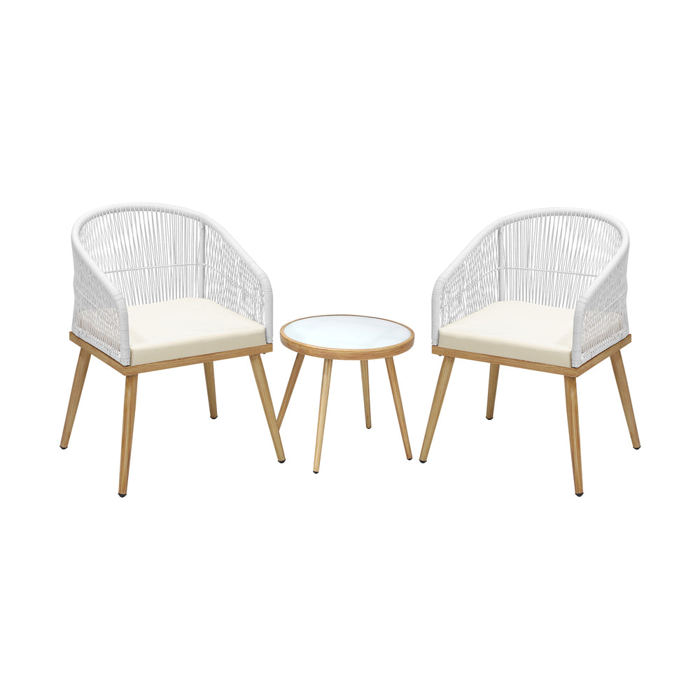 Livsip 3PCS Outdoor Furniture Lounge Setting Dining Table Chair Patio Bistro Set-Outdoor Patio Sets-PEROZ Accessories