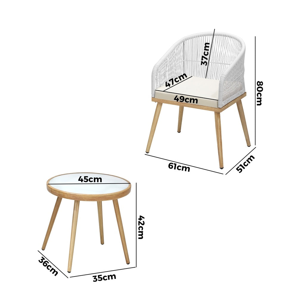 Livsip 3PCS Outdoor Furniture Lounge Setting Dining Table Chair Patio Bistro Set-Outdoor Patio Sets-PEROZ Accessories