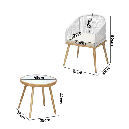 Livsip 3PCS Outdoor Furniture Lounge Setting Dining Table Chair Patio Bistro Set-Outdoor Patio Sets-PEROZ Accessories