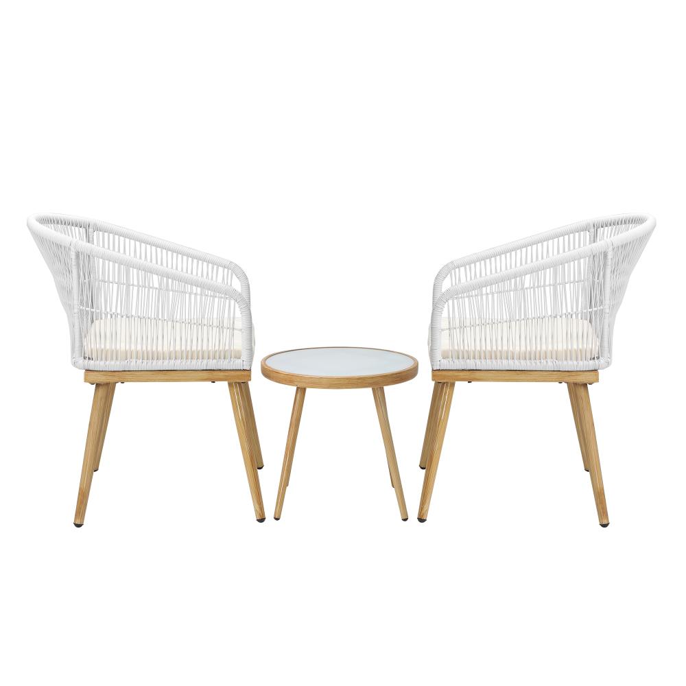 Livsip 3PCS Outdoor Furniture Lounge Setting Dining Table Chair Patio Bistro Set-Outdoor Patio Sets-PEROZ Accessories