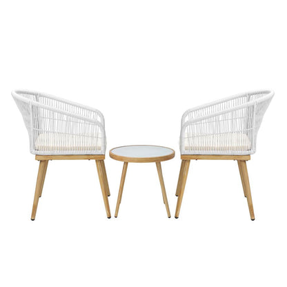 Livsip 3PCS Outdoor Furniture Lounge Setting Dining Table Chair Patio Bistro Set-Outdoor Patio Sets-PEROZ Accessories