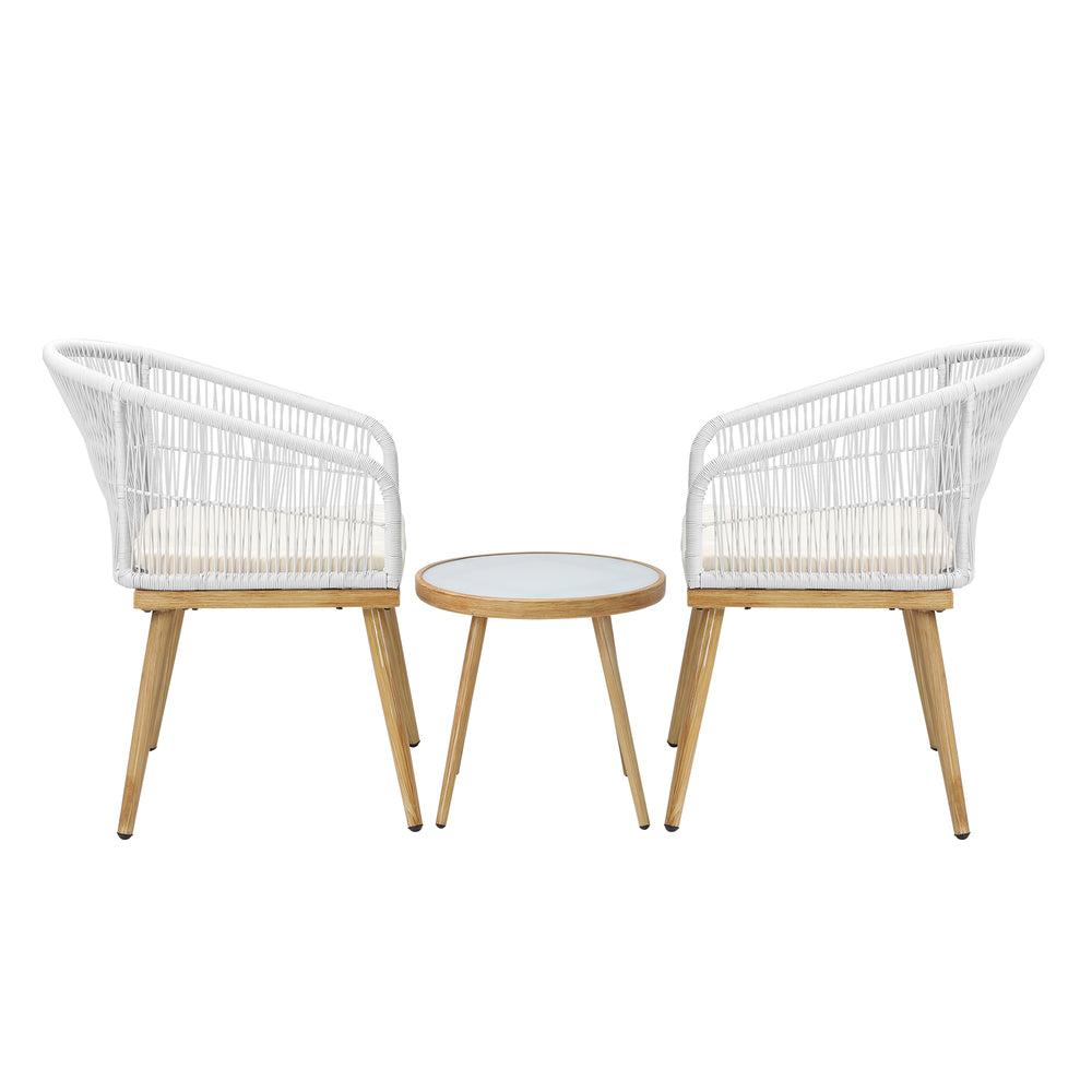 Livsip 3PCS Outdoor Furniture Lounge Setting Dining Table Chair Patio Bistro Set-Outdoor Patio Sets-PEROZ Accessories