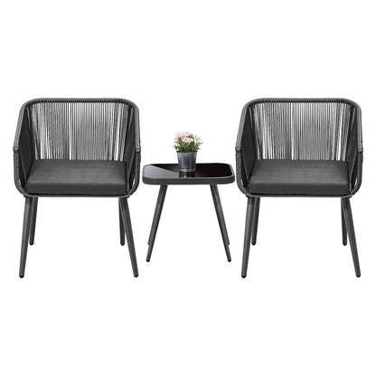 Livsip Outdoor Furniture 3 Piece Lounge Setting Chairs Side Table Bistro Set Patio-Outdoor Patio Sets-PEROZ Accessories