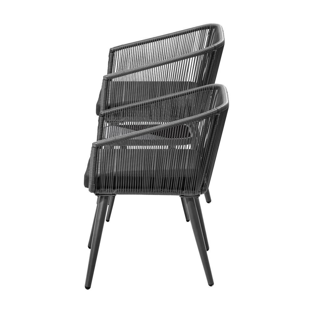 Livsip Outdoor Furniture 3 Piece Lounge Setting Chairs Side Table Bistro Set Patio-Outdoor Patio Sets-PEROZ Accessories