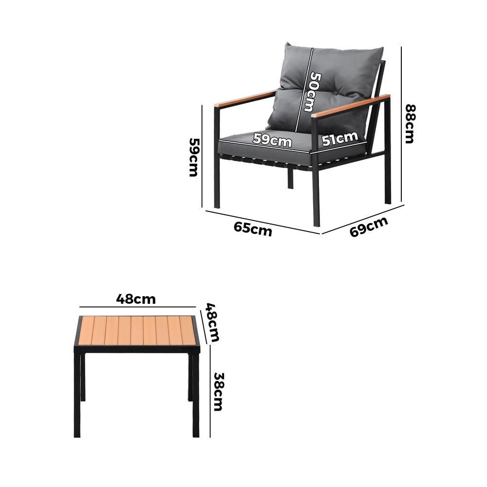 Livsip 3PCS Outdoor Furniture Lounge Setting Sofa Chairs Patio Dining Bistro Set-Outdoor Patio Sets-PEROZ Accessories