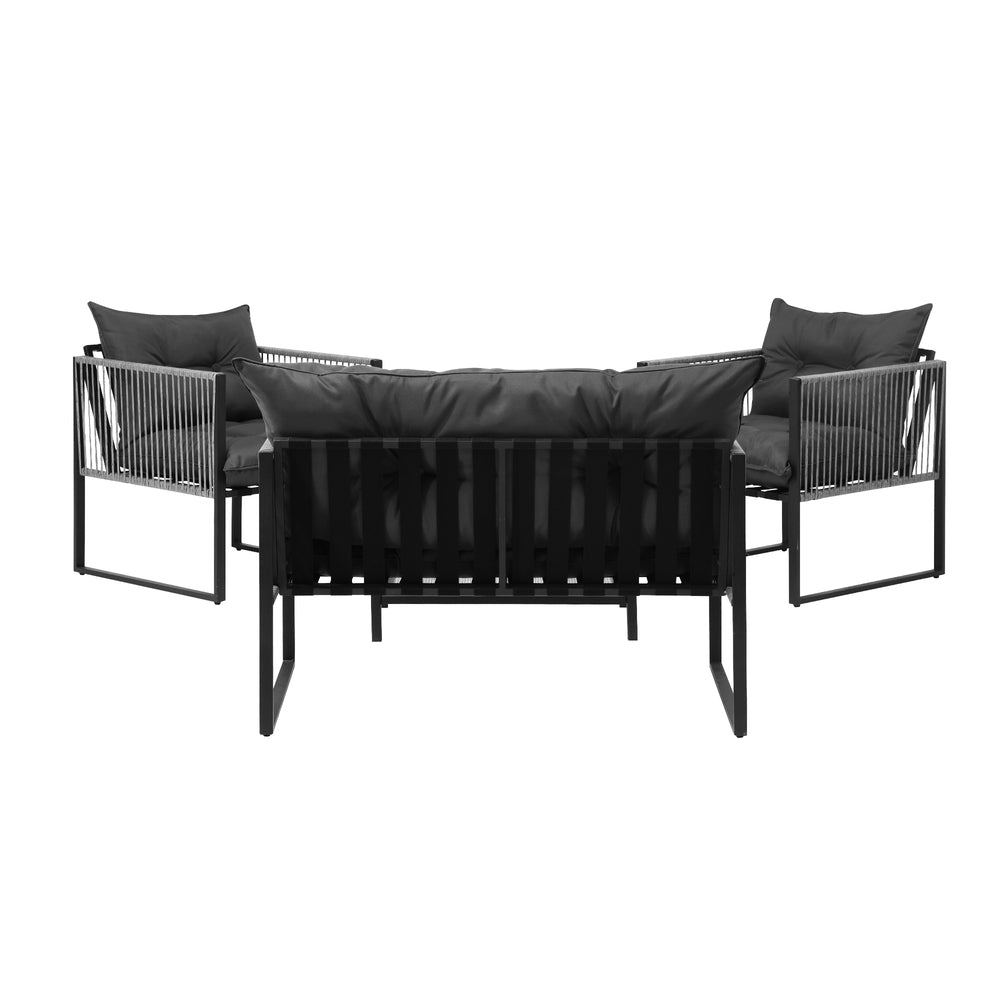 Livsip 4 Piece Outdoor Furniture Setting Grey-Outdoor Patio Set-PEROZ Accessories
