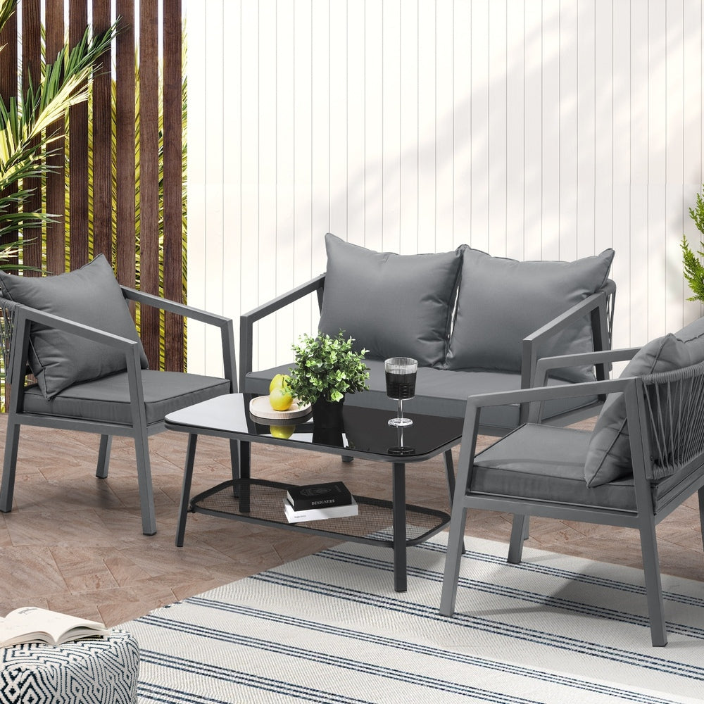 Livsip 4PCS Garden Outdoor Furniture Setting Lounge Patio Sofa Table Chairs Set-Outdoor Patio Sets-PEROZ Accessories