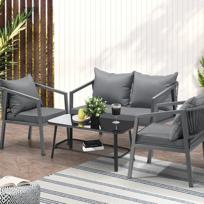 Livsip 4PCS Garden Outdoor Furniture Setting Lounge Patio Sofa Table Chairs Set-Outdoor Patio Sets-PEROZ Accessories