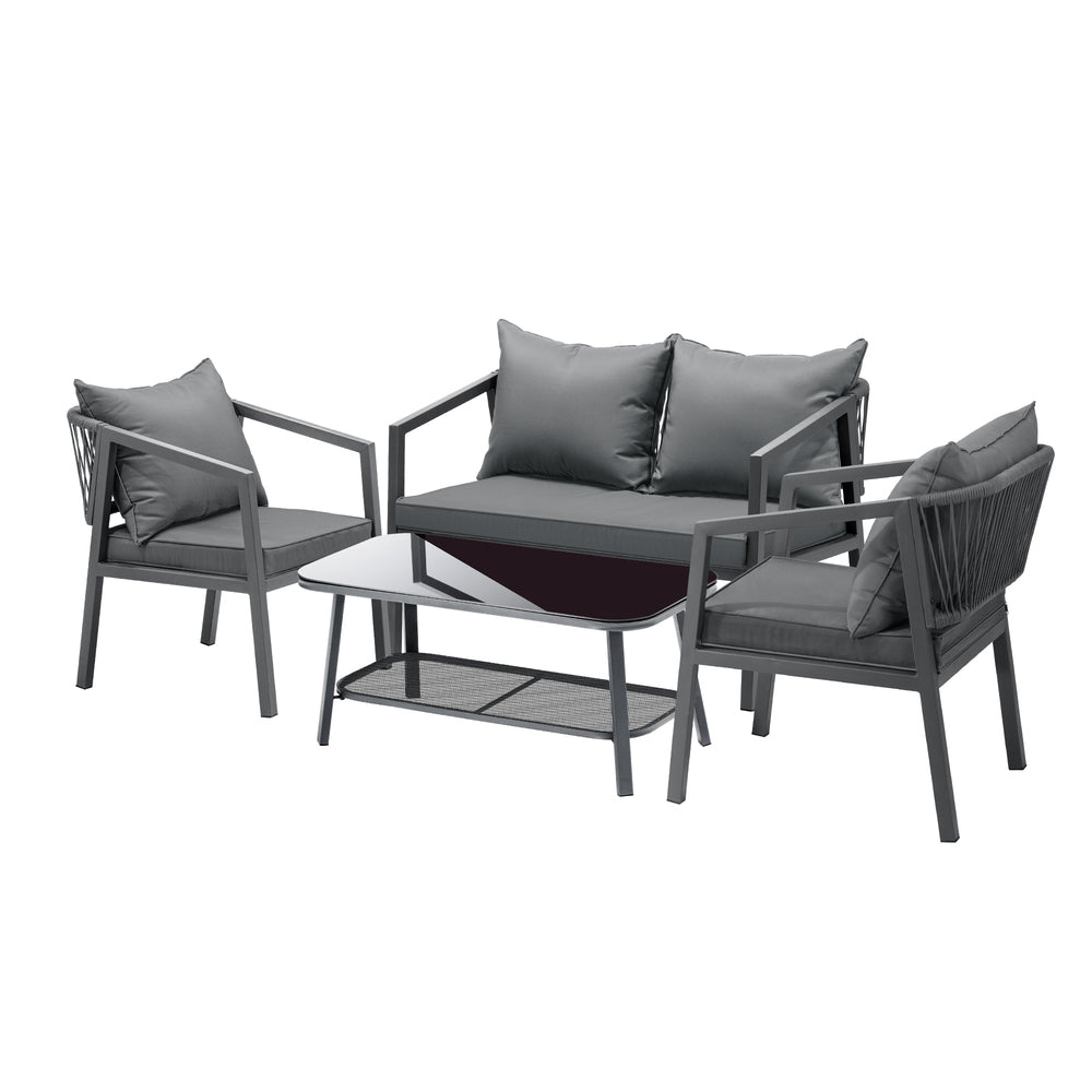 Livsip 4PCS Garden Outdoor Furniture Setting Lounge Patio Sofa Table Chairs Set-Outdoor Patio Sets-PEROZ Accessories