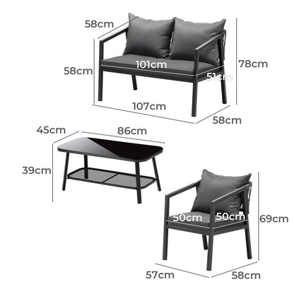 Livsip 4PCS Garden Outdoor Furniture Setting Lounge Patio Sofa Table Chairs Set-Outdoor Patio Sets-PEROZ Accessories