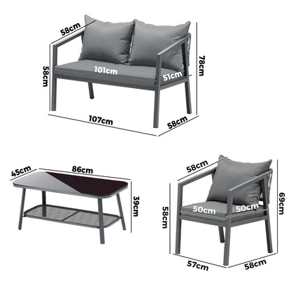 Livsip 4PCS Garden Outdoor Furniture Setting Lounge Patio Sofa Table Chairs Set-Outdoor Patio Sets-PEROZ Accessories