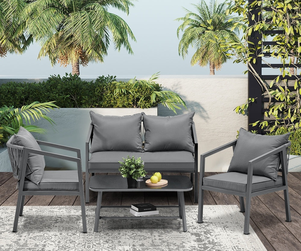 Livsip 4PCS Garden Outdoor Furniture Setting Lounge Patio Sofa Table Chairs Set-Outdoor Patio Sets-PEROZ Accessories