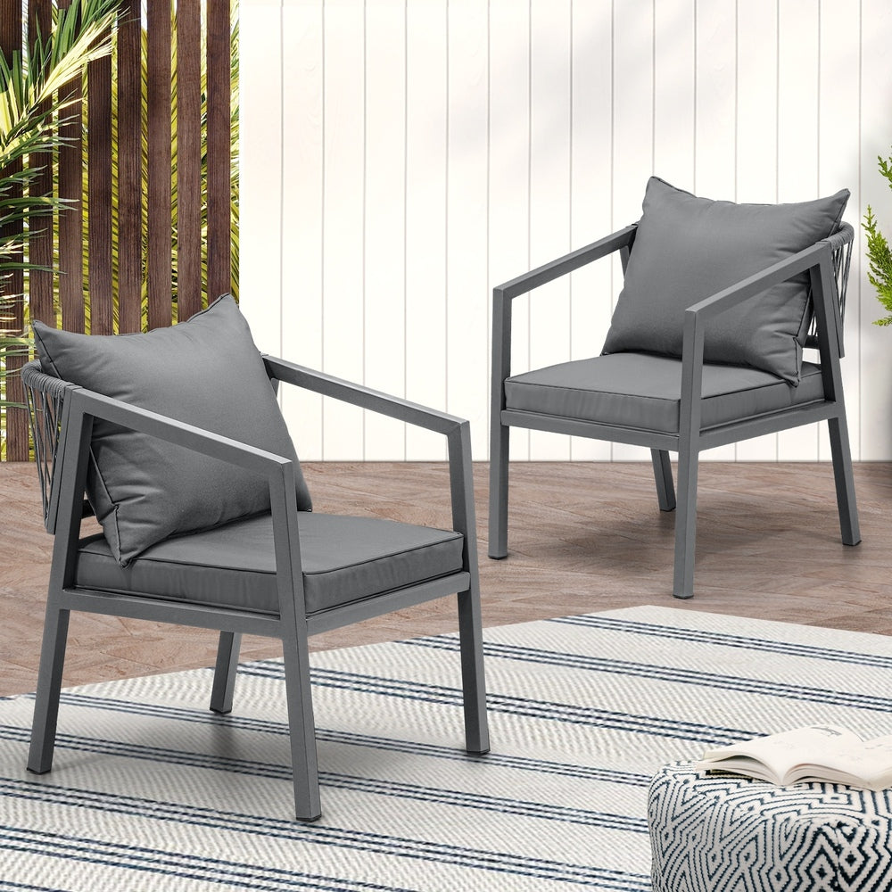 Livsip 2PCS Outdoor Furniture Chairs Garden Patio Garden Lounge Set Steel Frame-Outdoor Patio Sets-PEROZ Accessories