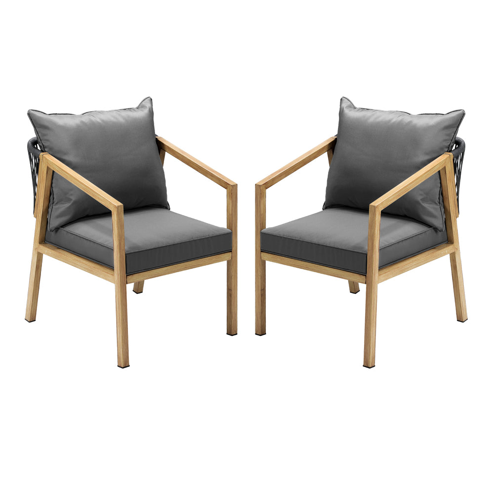Livsip 2PCS Outdoor Furniture Chairs Garden Patio Lounge Set Steel Frame Beige-Outdoor Patio Sets-PEROZ Accessories