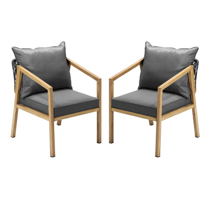 Livsip 2PCS Outdoor Furniture Chairs Garden Patio Lounge Set Steel Frame Beige-Outdoor Patio Sets-PEROZ Accessories