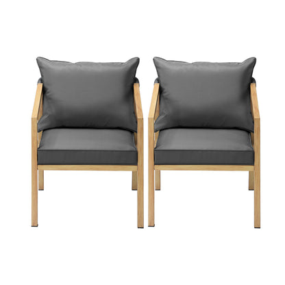 Livsip 2PCS Outdoor Furniture Chairs Garden Patio Lounge Set Steel Frame Beige-Outdoor Patio Sets-PEROZ Accessories