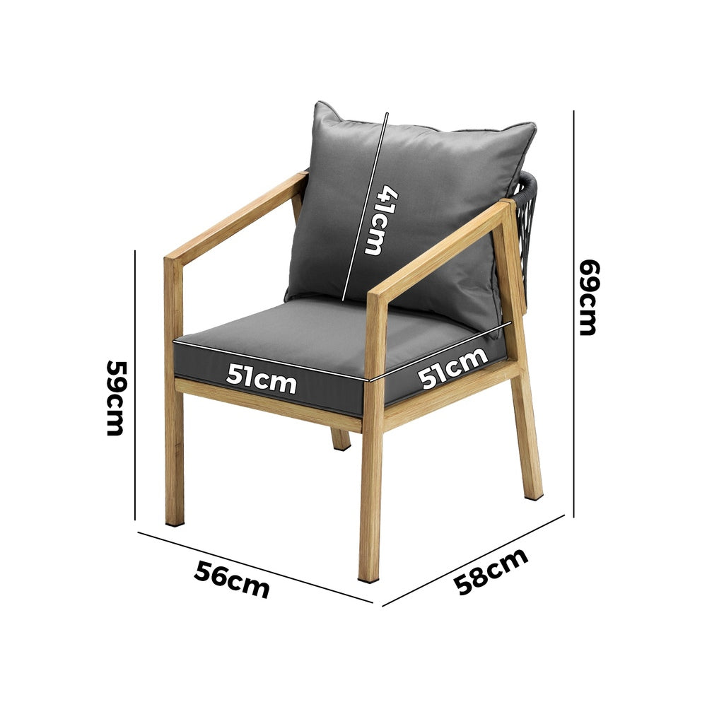Livsip 2PCS Outdoor Furniture Chairs Garden Patio Lounge Set Steel Frame Beige-Outdoor Patio Sets-PEROZ Accessories