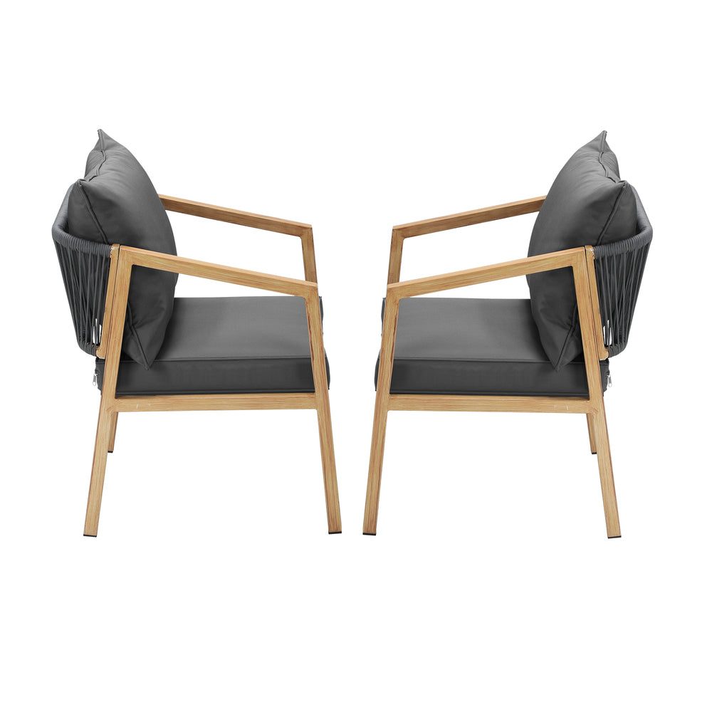 Livsip 2PCS Outdoor Furniture Chairs Garden Patio Lounge Set Steel Frame Beige-Outdoor Patio Sets-PEROZ Accessories