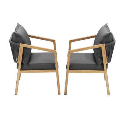 Livsip 2PCS Outdoor Furniture Chairs Garden Patio Lounge Set Steel Frame Beige-Outdoor Patio Sets-PEROZ Accessories