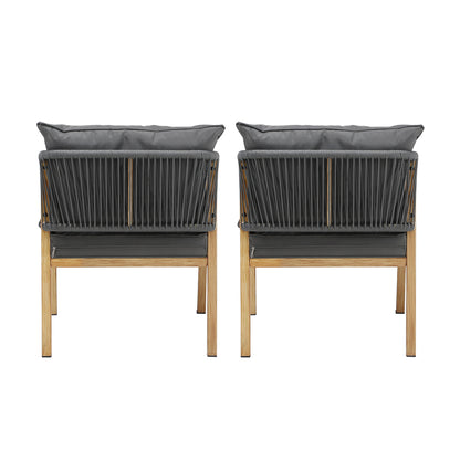 Livsip 2PCS Outdoor Furniture Chairs Garden Patio Lounge Set Steel Frame Beige-Outdoor Patio Sets-PEROZ Accessories