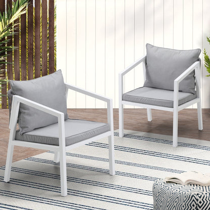 Livsip 2PCS Outdoor Furniture Chairs Steel Frame White-Outdoor Patio Set-PEROZ Accessories
