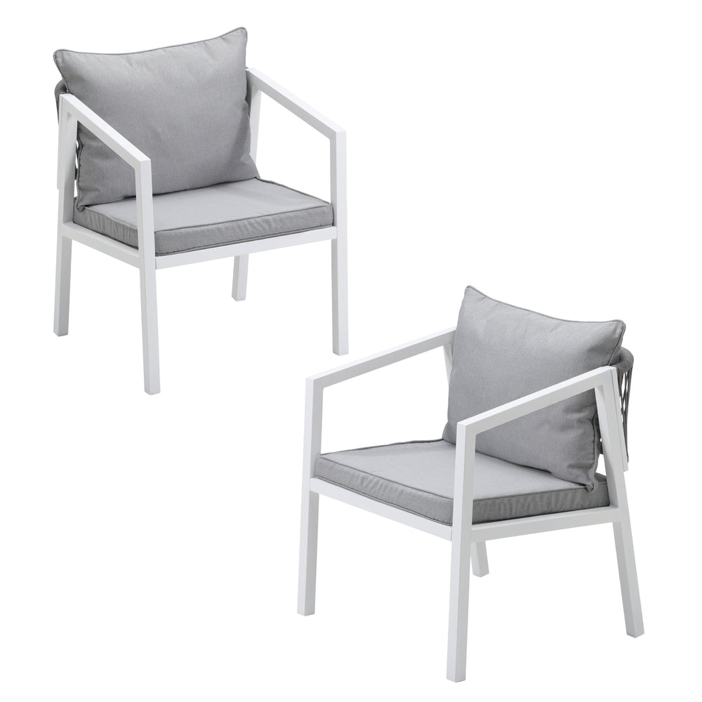 Livsip 2PCS Outdoor Furniture Chairs Steel Frame White-Outdoor Patio Set-PEROZ Accessories