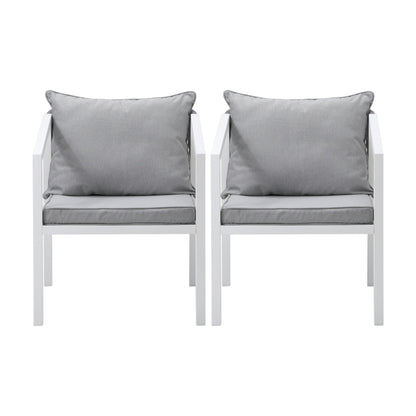 Livsip 2PCS Outdoor Furniture Chairs Steel Frame White-Outdoor Patio Set-PEROZ Accessories