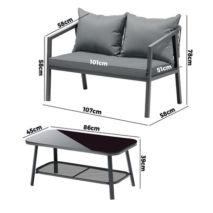 Livsip Set of 2 Outdoor Furniture Setting Garden Patio Lounge Sofa Table Chairs-Outdoor Patio Sets-PEROZ Accessories