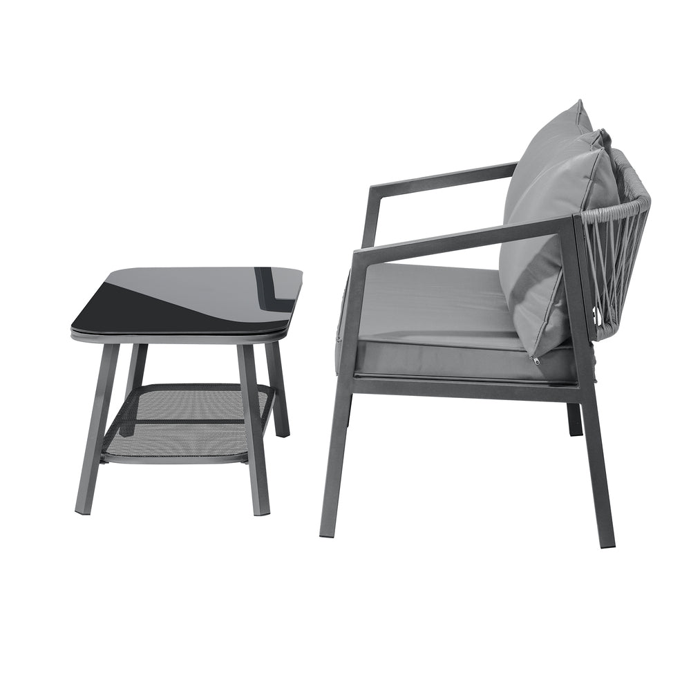 Livsip Set of 2 Outdoor Furniture Setting Garden Patio Lounge Sofa Table Chairs-Outdoor Patio Sets-PEROZ Accessories
