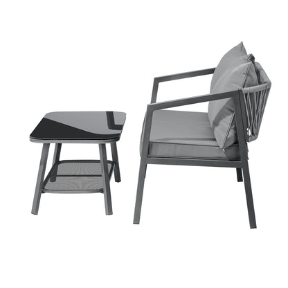 Livsip Set of 2 Outdoor Furniture Setting Garden Patio Lounge Sofa Table Chairs-Outdoor Patio Sets-PEROZ Accessories