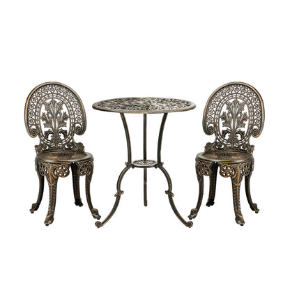 Livsip Outdoor Furniture Bistro Set 3pcs Chair Table Cast Aluminium Patio Garden-Outdoor Patio Sets-PEROZ Accessories