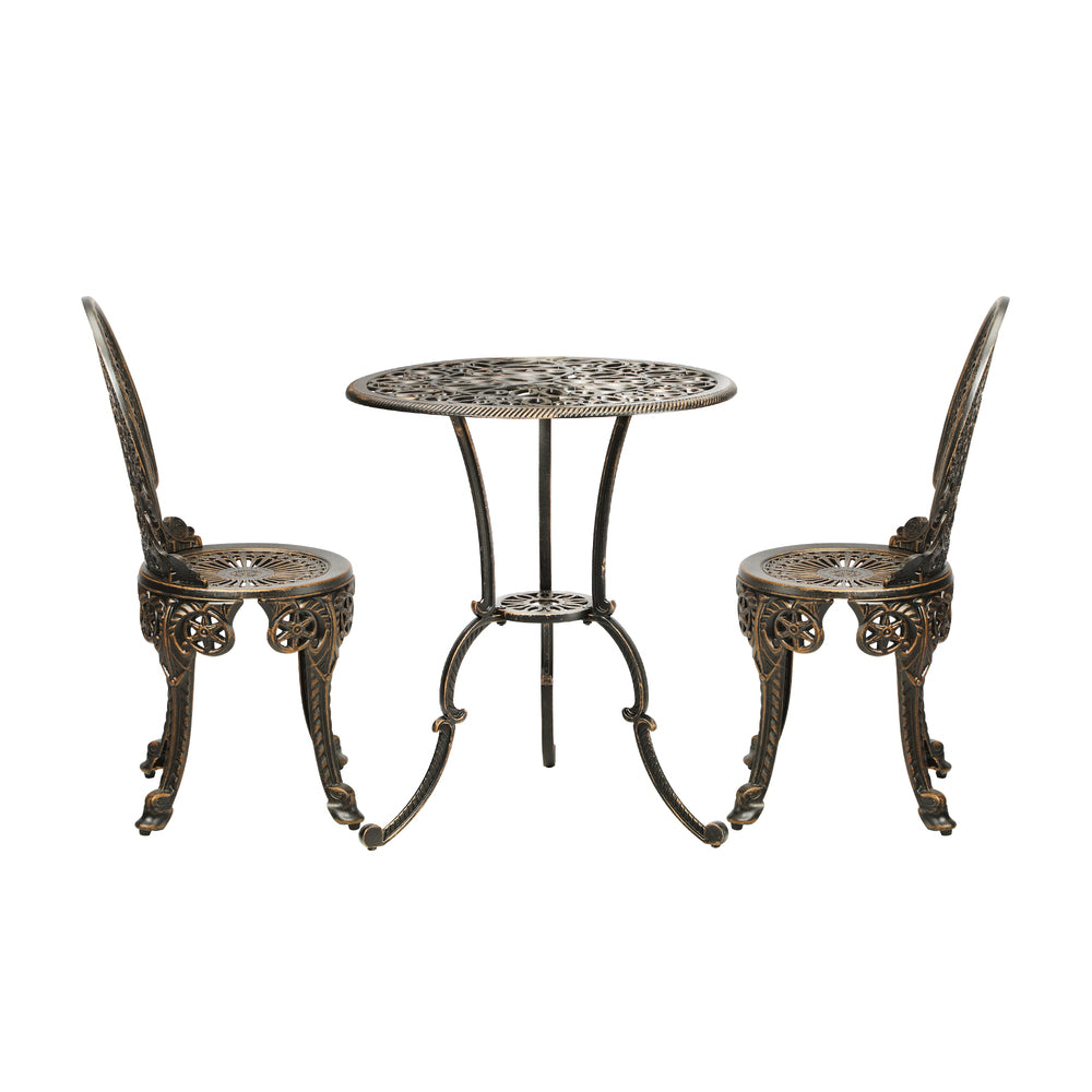 Livsip Outdoor Furniture Bistro Set 3pcs Chair Table Cast Aluminium Patio Garden-Outdoor Patio Sets-PEROZ Accessories