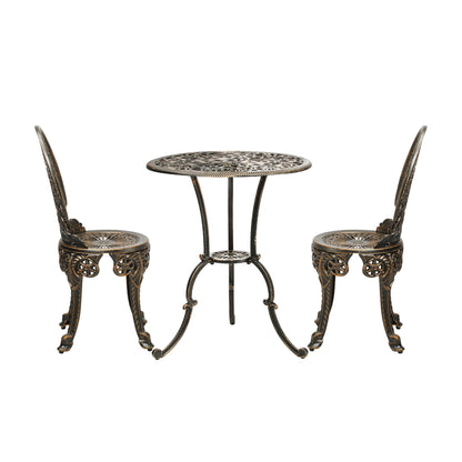Livsip Outdoor Furniture Bistro Set 3pcs Chair Table Cast Aluminium Patio Garden-Outdoor Patio Sets-PEROZ Accessories