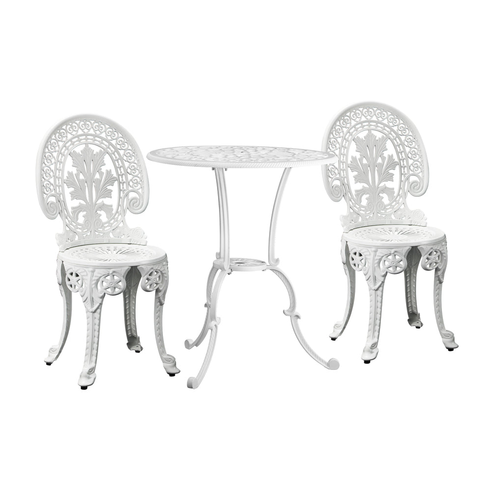 Livsip Outdoor Bistro Setting Cast Aluminium Table and Chair 3PCS Patio Set-Outdoor Patio Sets-PEROZ Accessories