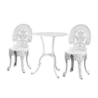 Livsip Outdoor Bistro Setting Cast Aluminium Table and Chair 3PCS Patio Set-Outdoor Patio Sets-PEROZ Accessories