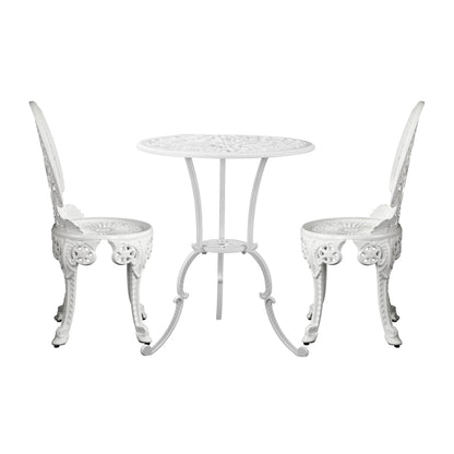 Livsip Outdoor Bistro Setting Cast Aluminium Table and Chair 3PCS Patio Set-Outdoor Patio Sets-PEROZ Accessories