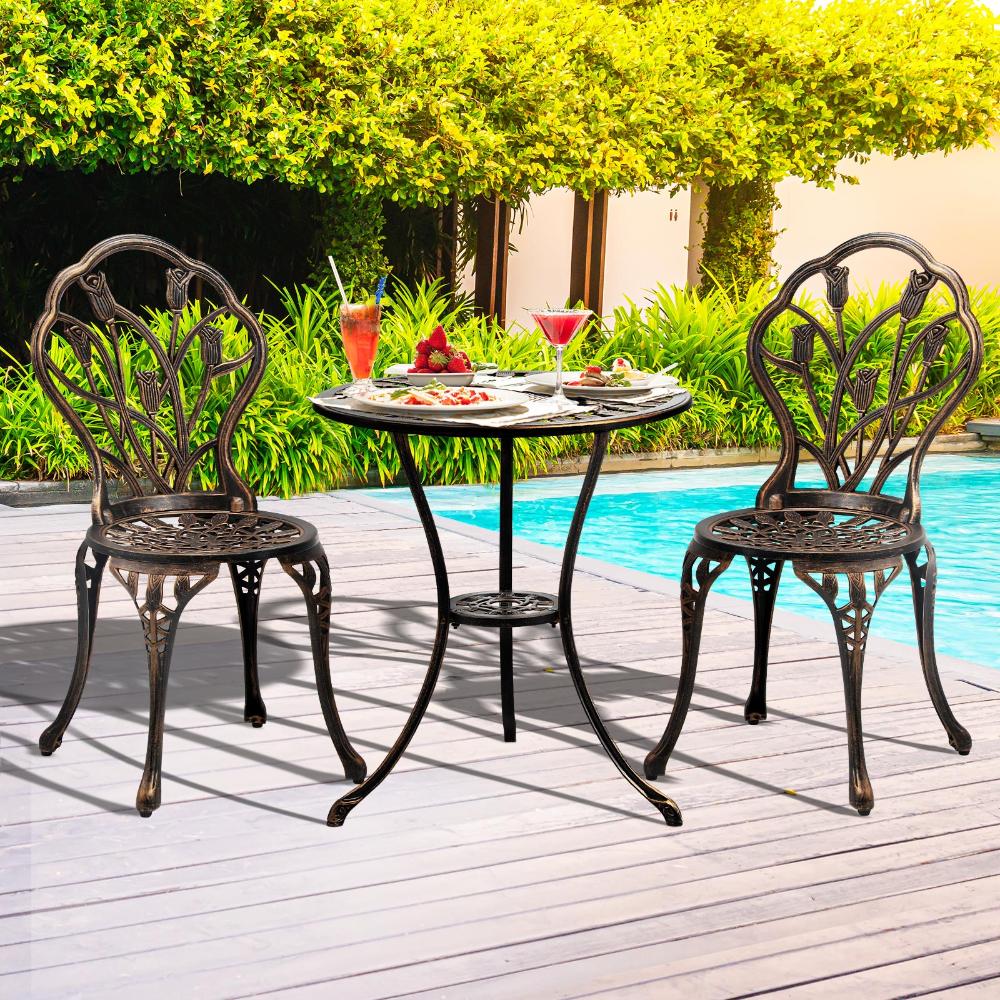 Livsip 3PCS Bistro Outdoor Setting Chairs Table Patio Dining Set Furniture-Outdoor Patio Sets-PEROZ Accessories