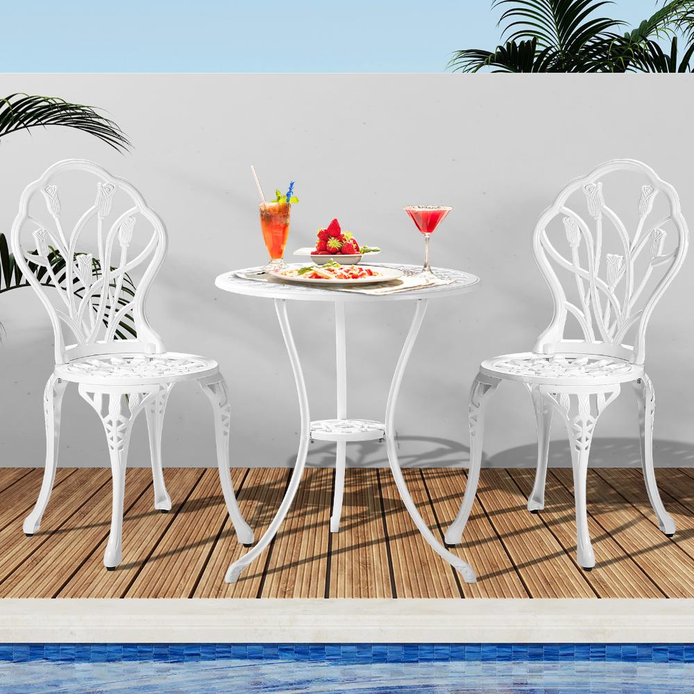 Livsip 3 Piece Outdoor Furniture Setting Chairs Table Bistro Patio Dining Set-Outdoor Patio Sets-PEROZ Accessories