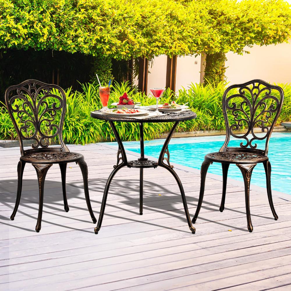 Livsip Bistro Furniture Setting 3 Piece Chairs Table Patio Indoor/Outdoor Set-Outdoor Patio Sets-PEROZ Accessories