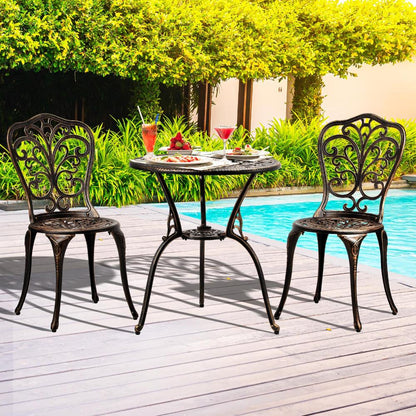 Livsip Bistro Furniture Setting 3 Piece Chairs Table Patio Indoor/Outdoor Set-Outdoor Patio Sets-PEROZ Accessories