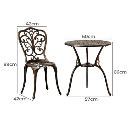 Livsip Bistro Furniture Setting 3 Piece Chairs Table Patio Indoor/Outdoor Set-Outdoor Patio Sets-PEROZ Accessories