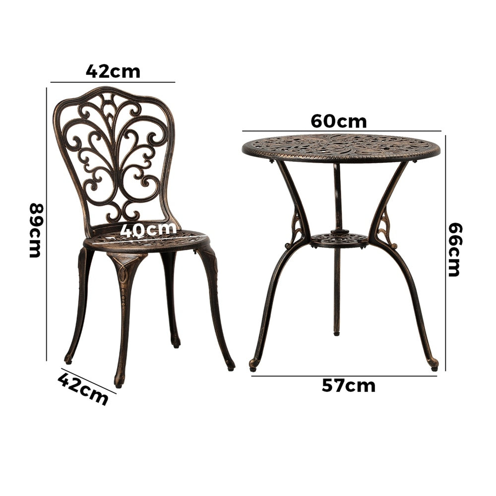 Livsip Bistro Furniture Setting 3 Piece Chairs Table Patio Indoor/Outdoor Set-Outdoor Patio Sets-PEROZ Accessories